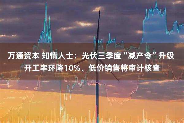 万通资本 知情人士：光伏三季度“减产令”升级 开工率环降10%、低价销售将审计核查