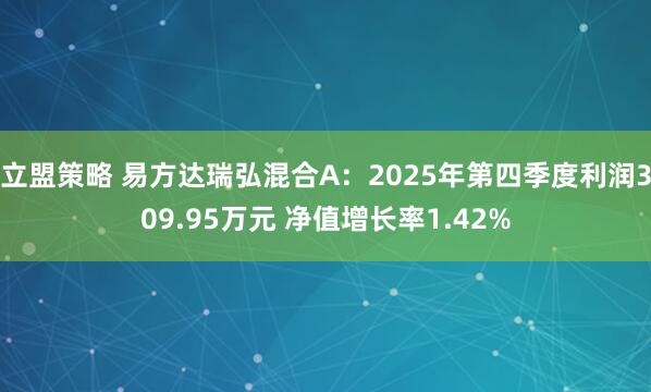 立盟策略 易方达瑞弘混合A：2025年第四季度利润309.95万元 净值增长率1.42%